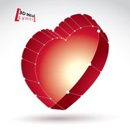 3d mesh stylish web red love heart sign isolated N6