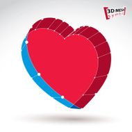 3d mesh stylish web red love heart sign isolated N7