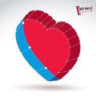 3d mesh stylish web red love heart sign isolated N8