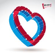 3d mesh stylish web red love heart sign isolated N9