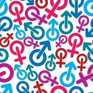 Gender symbols male and female theme seamless backdrop