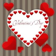 Postcard with big white and small red hearts