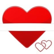 Red heart on a white background card
