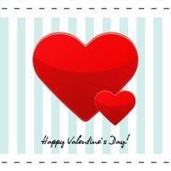 Valentine`s Day postcard with red hearts