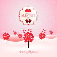 Valentine trees with heart shaped leaves