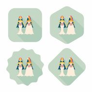 wedding couple flat icon with long shadow eps10 N96