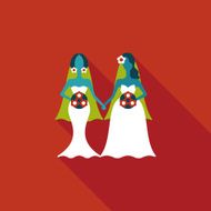 wedding couple flat icon with long shadow eps10 N103