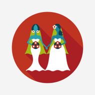 wedding couple flat icon with long shadow eps10 N104