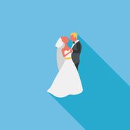 wedding couple flat icon with long shadow eps10 N143