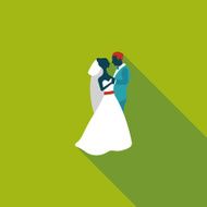 wedding couple flat icon with long shadow eps10 N146