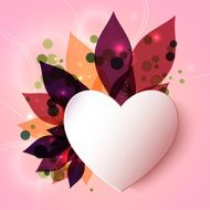 Magical glowing floral background with 3D paper heart