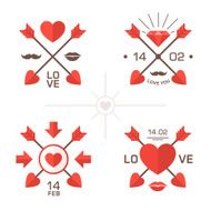 Valentine's day labels with crossed arrows