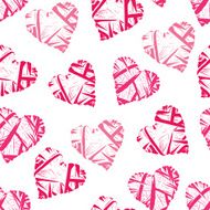 Pink wicker hearts seamless vector print