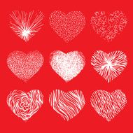 Vector set of scribbled hand drawn hearts for Valentines Day