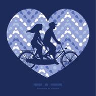 Vector purple drops chevron couple on tandem bicycle heart silhouette