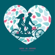 Vector abstract colorful drops couple on tandem bicycle heart silhouette