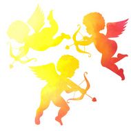 watercolor silhouette of an angel watercolor painting on white background N7