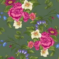 Seamless Floral Pattern with Roses and Wildflowers N2