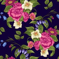 Seamless Floral Pattern with Roses and Wildflowers N3
