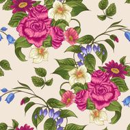 Seamless Floral Pattern with Roses and Wildflowers N4