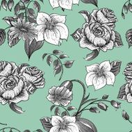 Seamless Floral Pattern with Roses and Wildflowers N5
