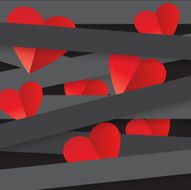 Happy Valentines Day red Heart on black