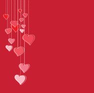 red romantic valentine`s day card with hand drawn heart doodles N2
