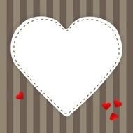 White paper heart on a stripped background