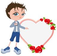 In love with boy shows heart Template for valentines card