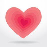 Striped pink heart on white background Valentines day wedding card