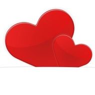 Two red hearts on a white background
