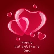 Red hearts card on a red background