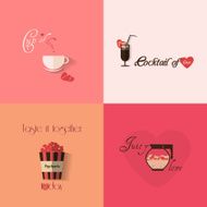 Valentine&#039;s day greeting card design with set of cups