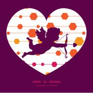 Vector abstract colorful stripes and shapes shooting cupid silhouette frame