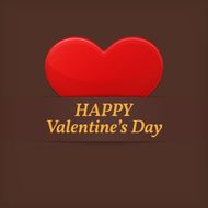 Valentine's day greetings card Red heart over brown (chocolate)