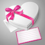 Vector realistic blank white heart shape box with envelope and