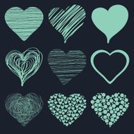 Set of hand drawn sketch hearts for Valentines Day design