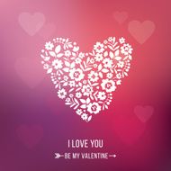 Vector Valentine&#039;s Day card Floral heart Greeting card design