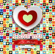 Valentine background with hearts and message