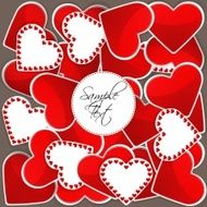 Pattern with big red hearts and many small