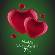 Red hearts card on a green background