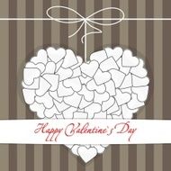 Postcard with white heart on a stripped background