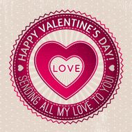 red valentines stamp with hearts and wishes text