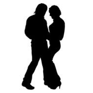 Vector silhouette of a couple N95