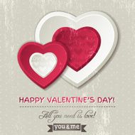 background with two valentine hearts and wishes text vector
