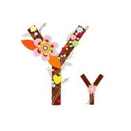 Y Alphabet Flowers Font Design Vector
