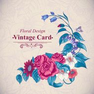 Vintage floral card with roses and wild flowers N3