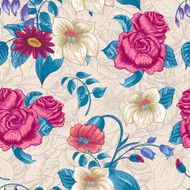 Seamless Floral Pattern with Roses and Wildflowers N8