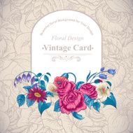 Vintage floral card with roses and wild flowers N4