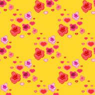 seamless pattern with roses and hearts